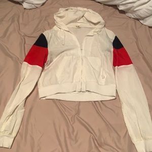 Red navy and white crop jacket
